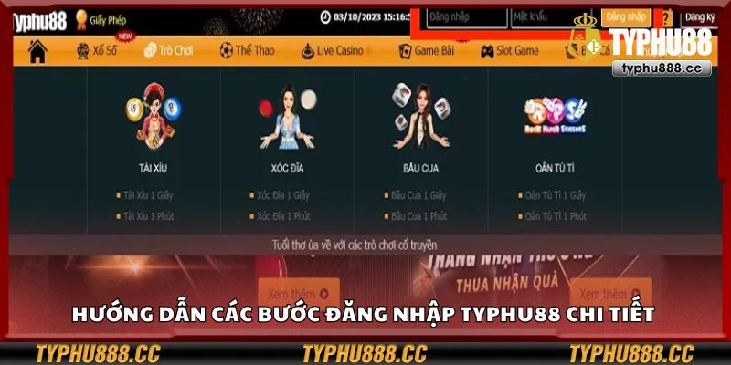 Hướng dẫn các bước đăng nhập Typhu88 chi tiết