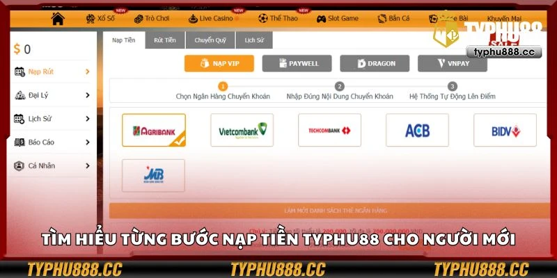 Tìm hiểu từng bước nạp tiền Typhu88 cho người mới